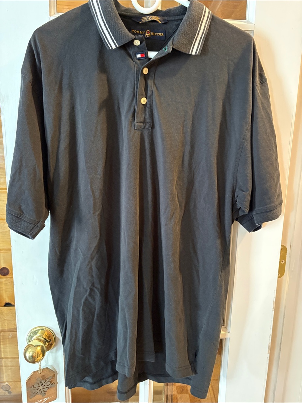 Tommy Hilfiger Men’s Charcoal Polo with Contrast Collar